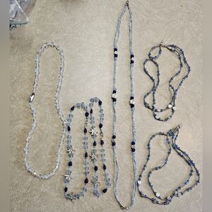 Elegant Blue and Silver Women's Necklace Set